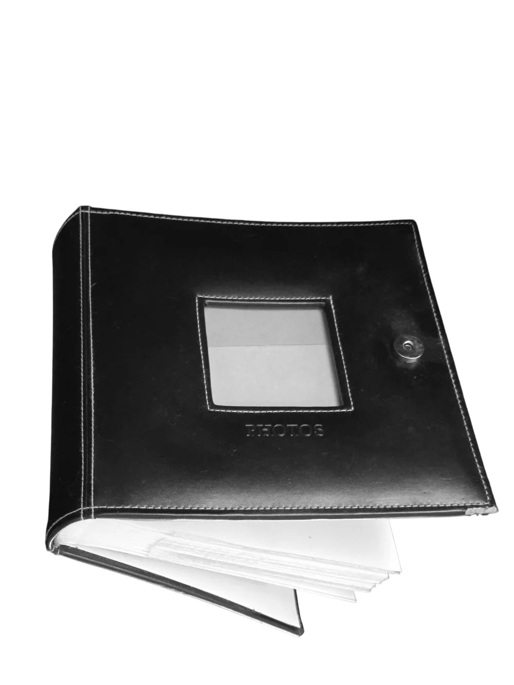 Black Leather Photo Album with Window